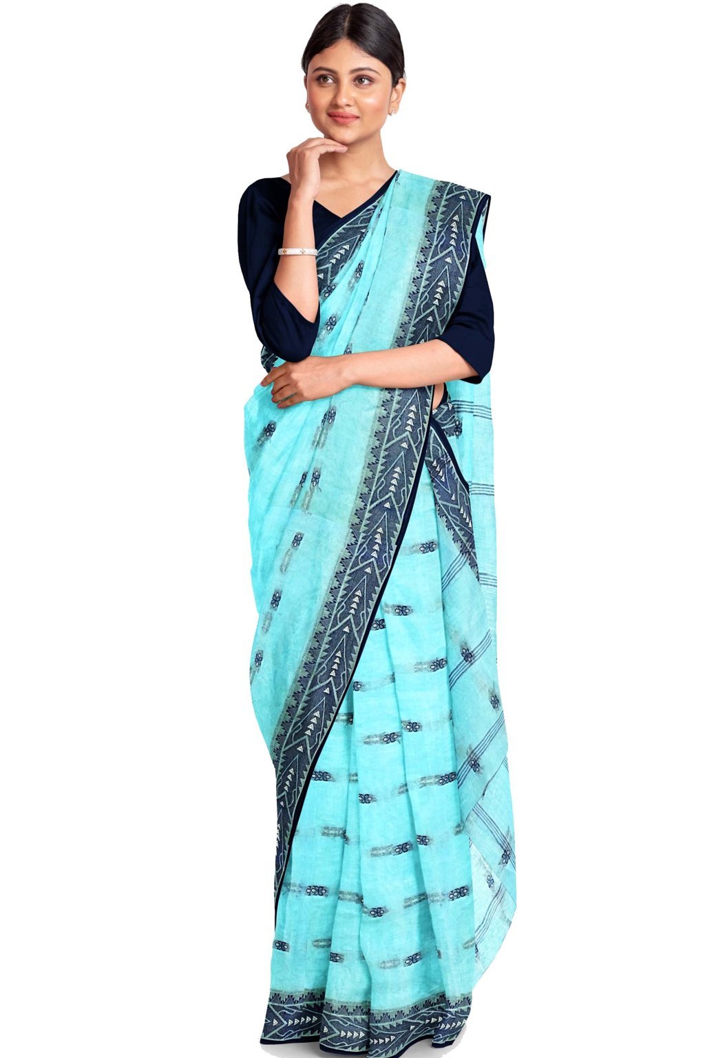 See Green Pure Cotton Urvi Tant Saree (1168)